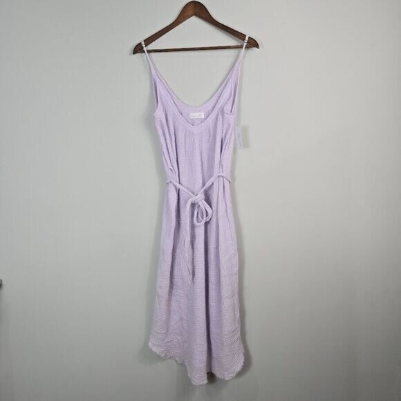 Velvet By Graham & Spencer Midi Dress Women Size Small Lilac Purple Gauze Cotton - Picture 2 of 13